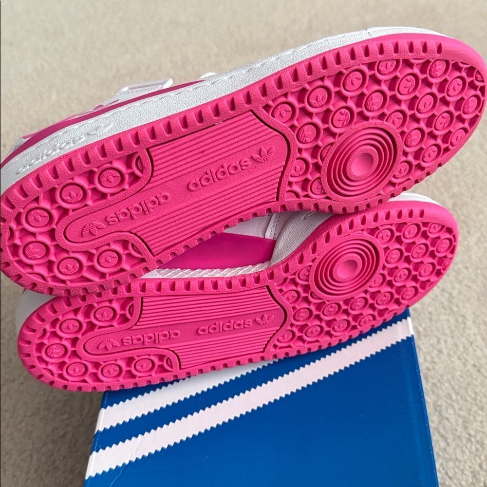 Adidas Kids' Forum Low J Sneakers size 7 (Adult 8.5) pink and white - Picture 5 of 7